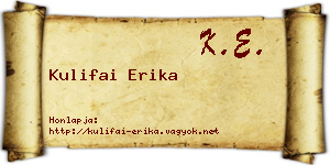 Kulifai Erika névjegykártya